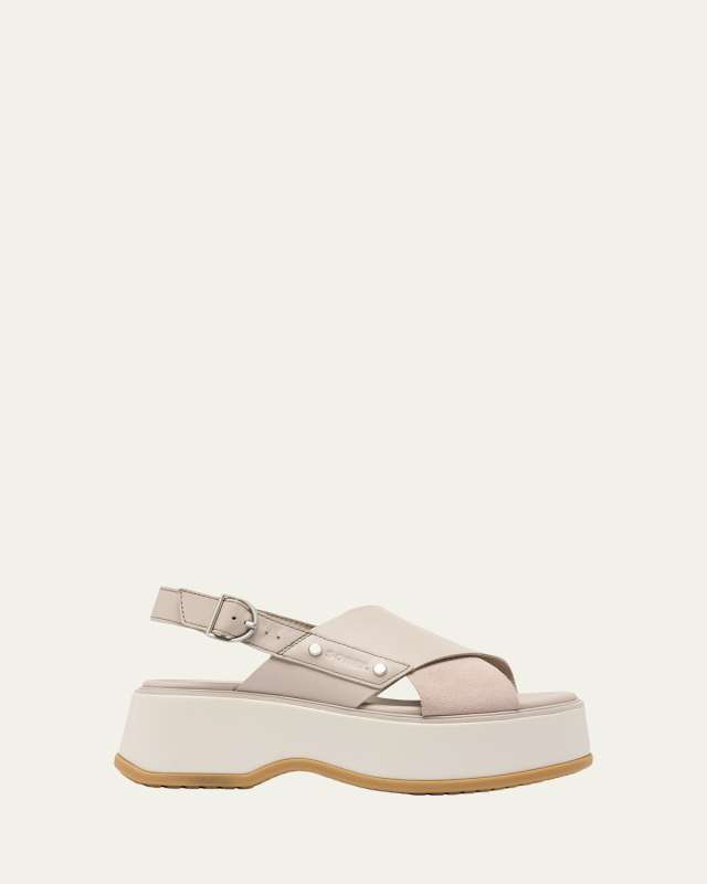Dayspring Mixed Leather Crossover Comfort Sandals
